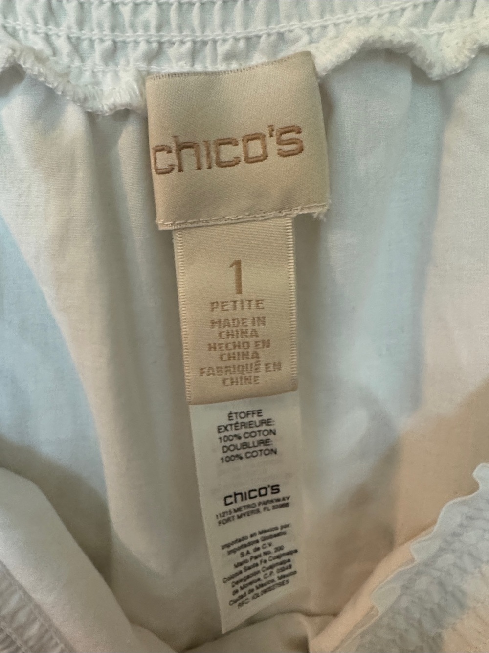 Chico's White Off-Shoulder Lace Peasant Blouse - Picture 3 of 3
